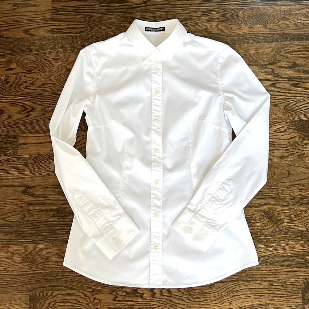 Dolce & Gabbana White Button Down Blouse